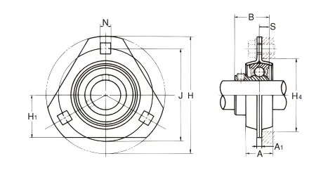 Set screw triangular flange housing BPFT 