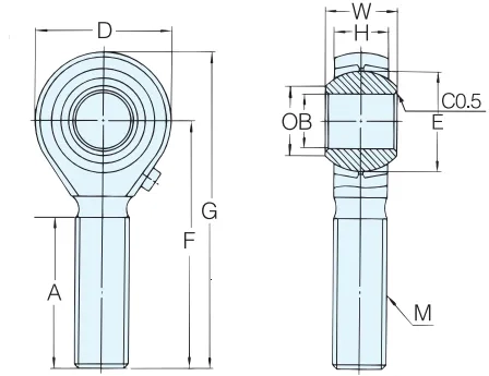 JAM series male thread rod end bearing