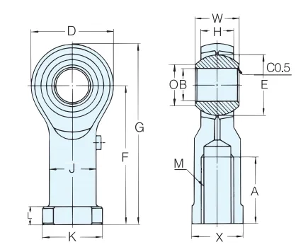 JAF female thread liner rod end bearings