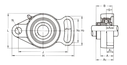 Cast iron oval flange housing UCFA